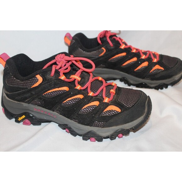 Merrell Women's Moab 3 Mid Waterproof Hiking Sneakers Black Pink SZ 7.5 NIB $140 - Picture 3 of 6